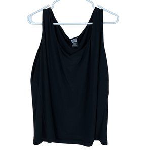 Studio 1940 Solid Tank Top‎ Womens Size 22/24W Black Scoop Neck Stretch Lined